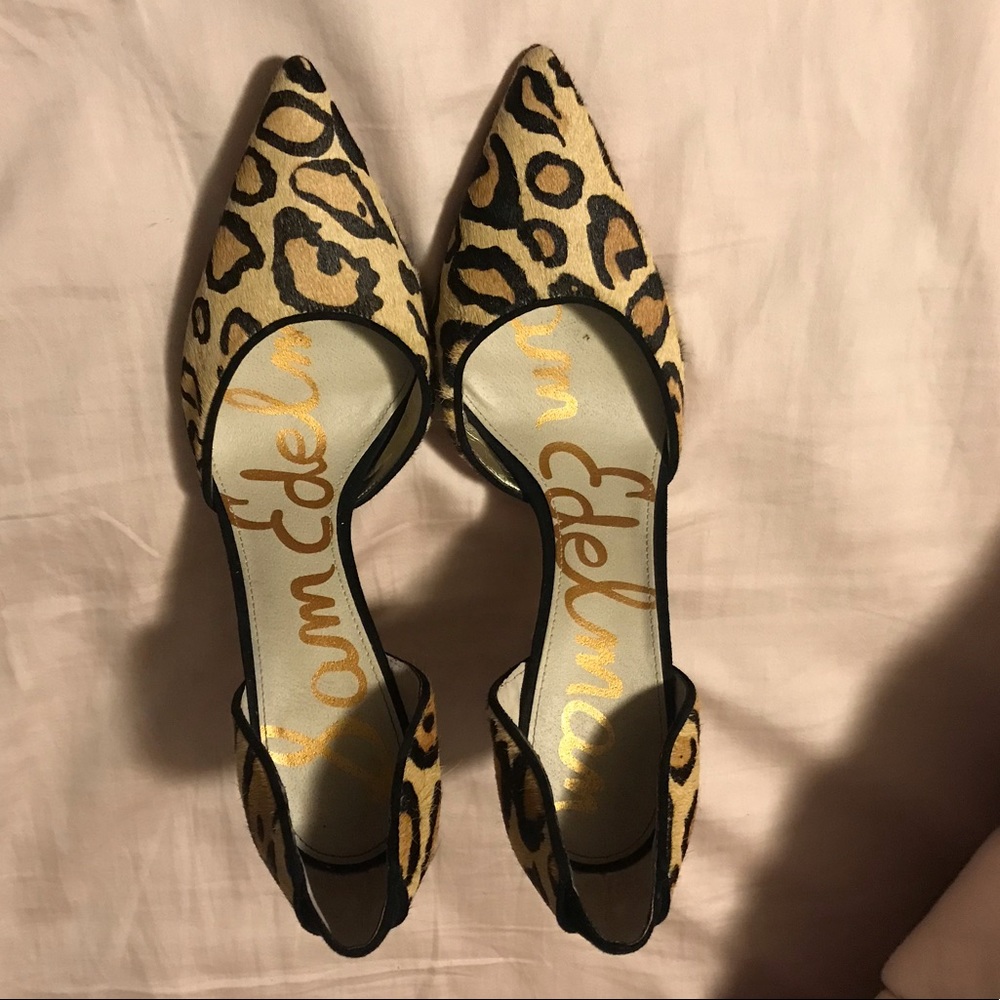 Sam Edelman faux fur Leopard 3 in. heels🐆